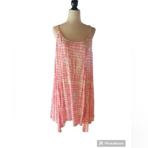 TORRID Size 1 (1x) Tank Dress Pink Tie Dye Style Handkerchief Bottom